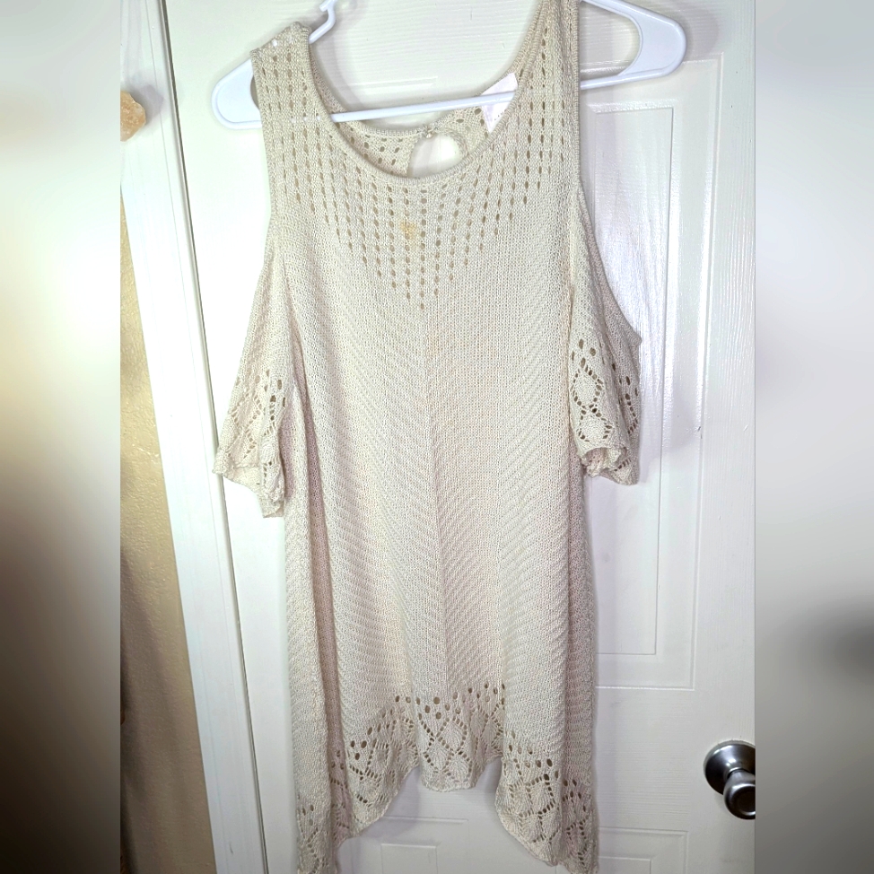Cream Color Cold Shoulder Sweater Xxl For Women